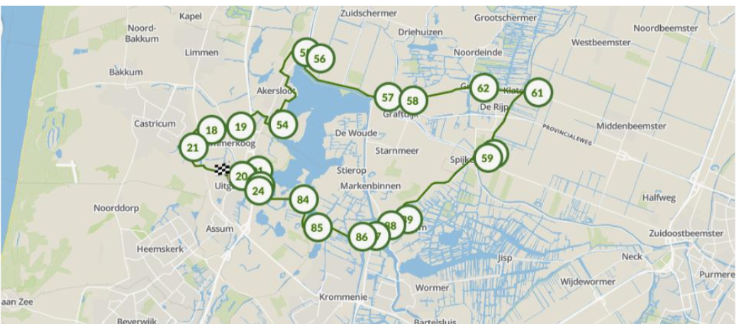 De pontjesroute op de kaart